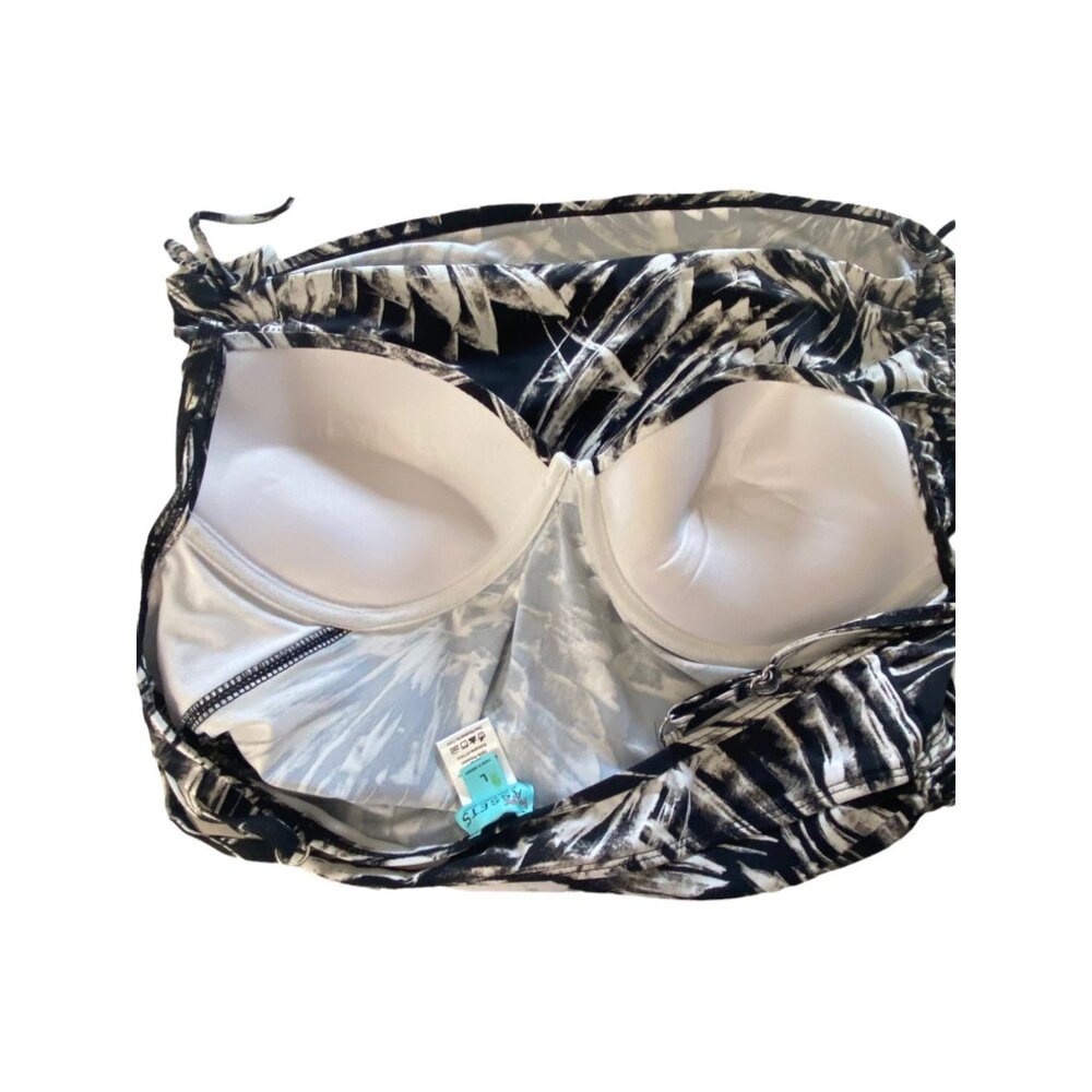 Spanx Love Your Assets Daydream Push Up Black White Tankini Ruched Sides Large - Picture 9 of 12